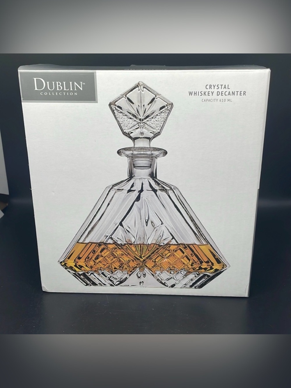 NWT Shannon by Godinger Dublin Collection Crystal Whiskey Decanter 610ml